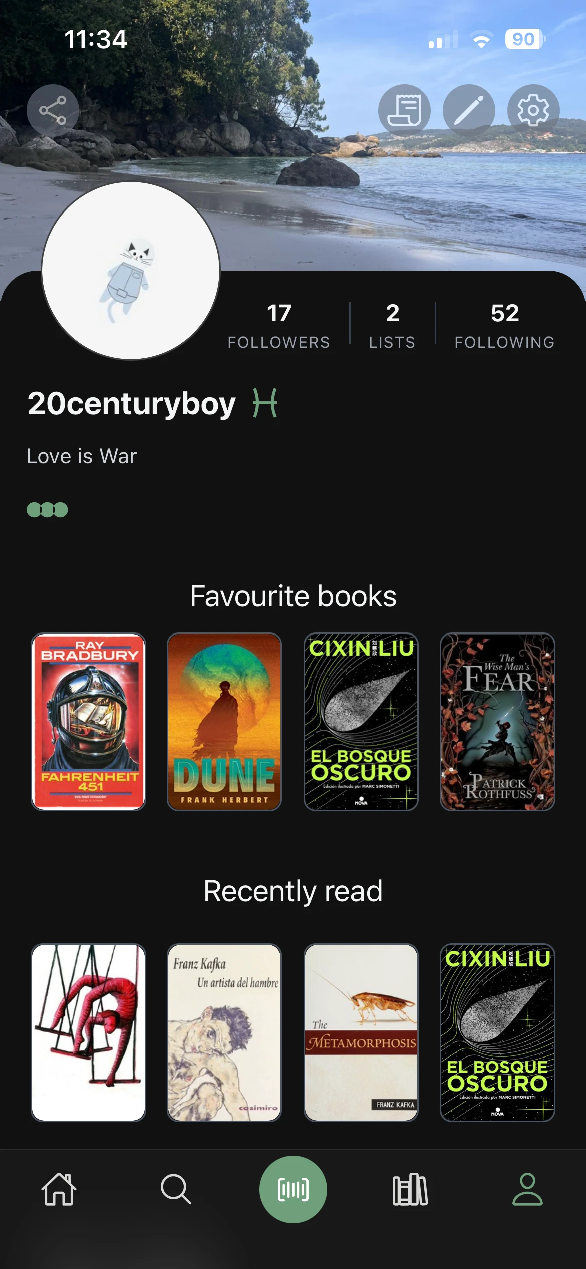 Reader profile in Byndle